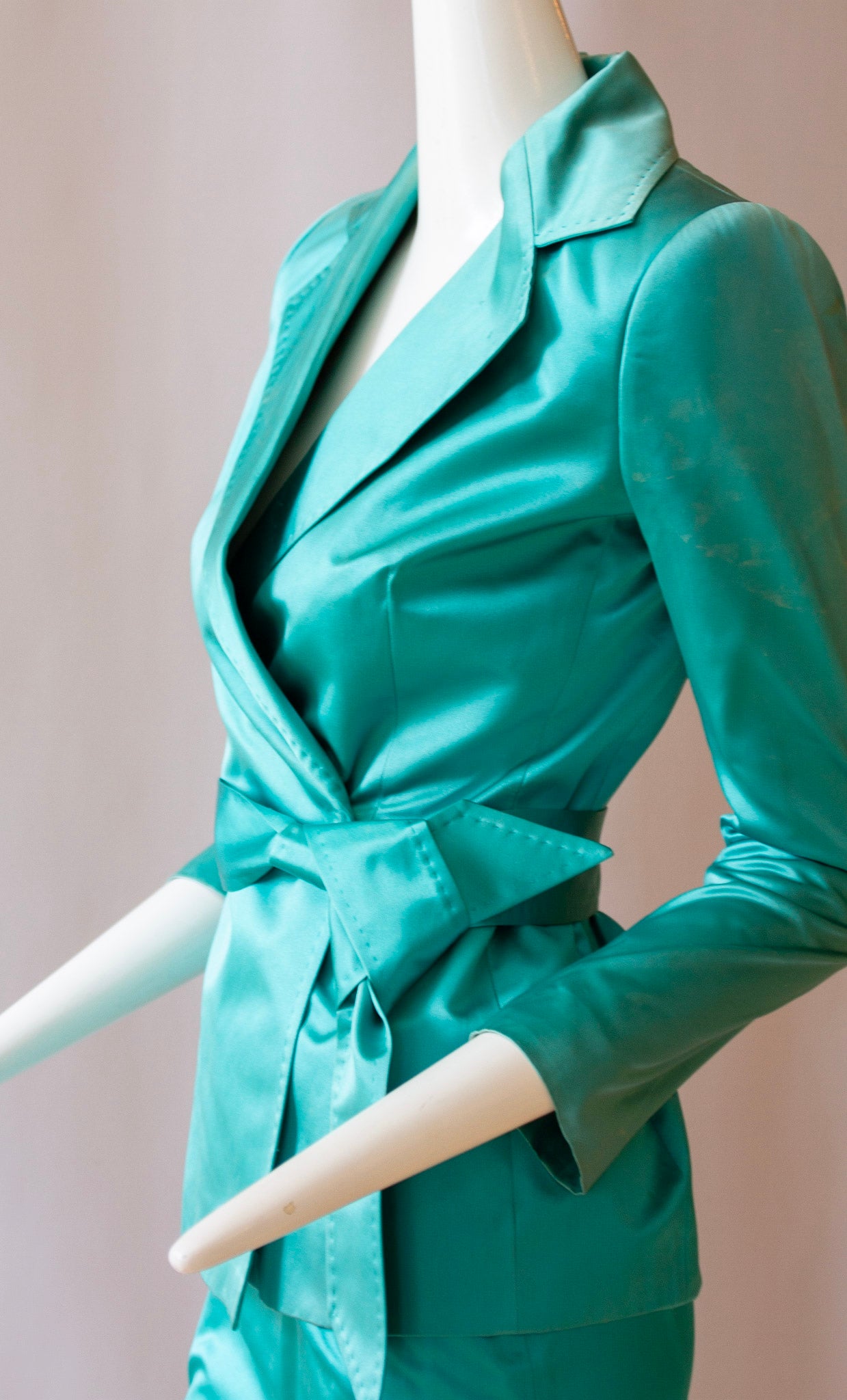 Dolce & Gabbana, two-piece, blue 100% silk, skirt suit owned by Hollywood icon, Terry Moore