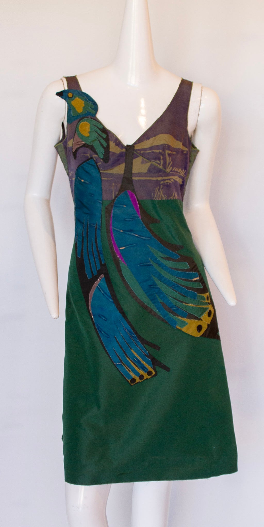 PRADA Spring 2005 Ready-to-Wear Silk Peacock Dress