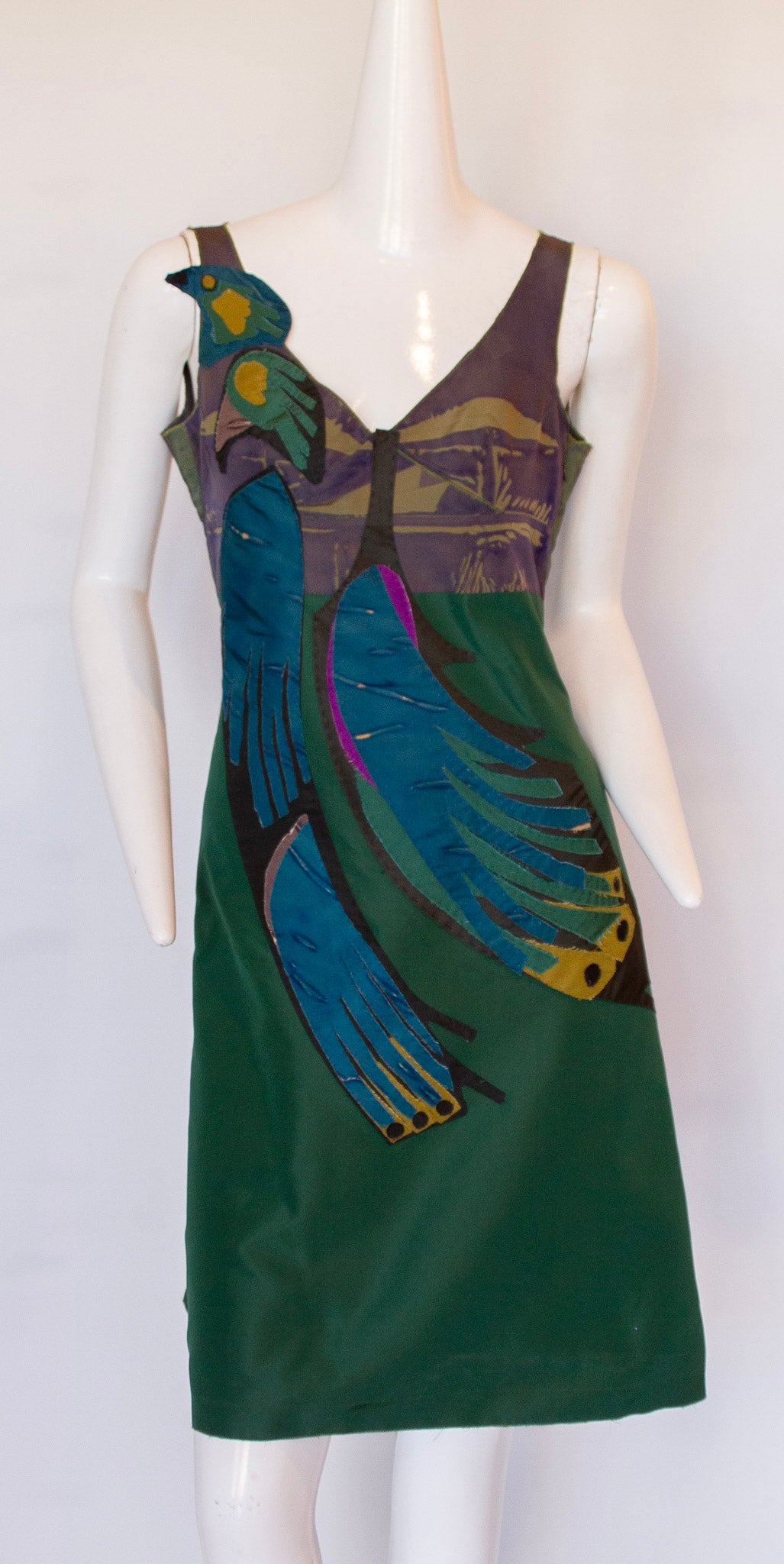 PRADA Spring 2005 Ready-to-Wear Silk Peacock Dress