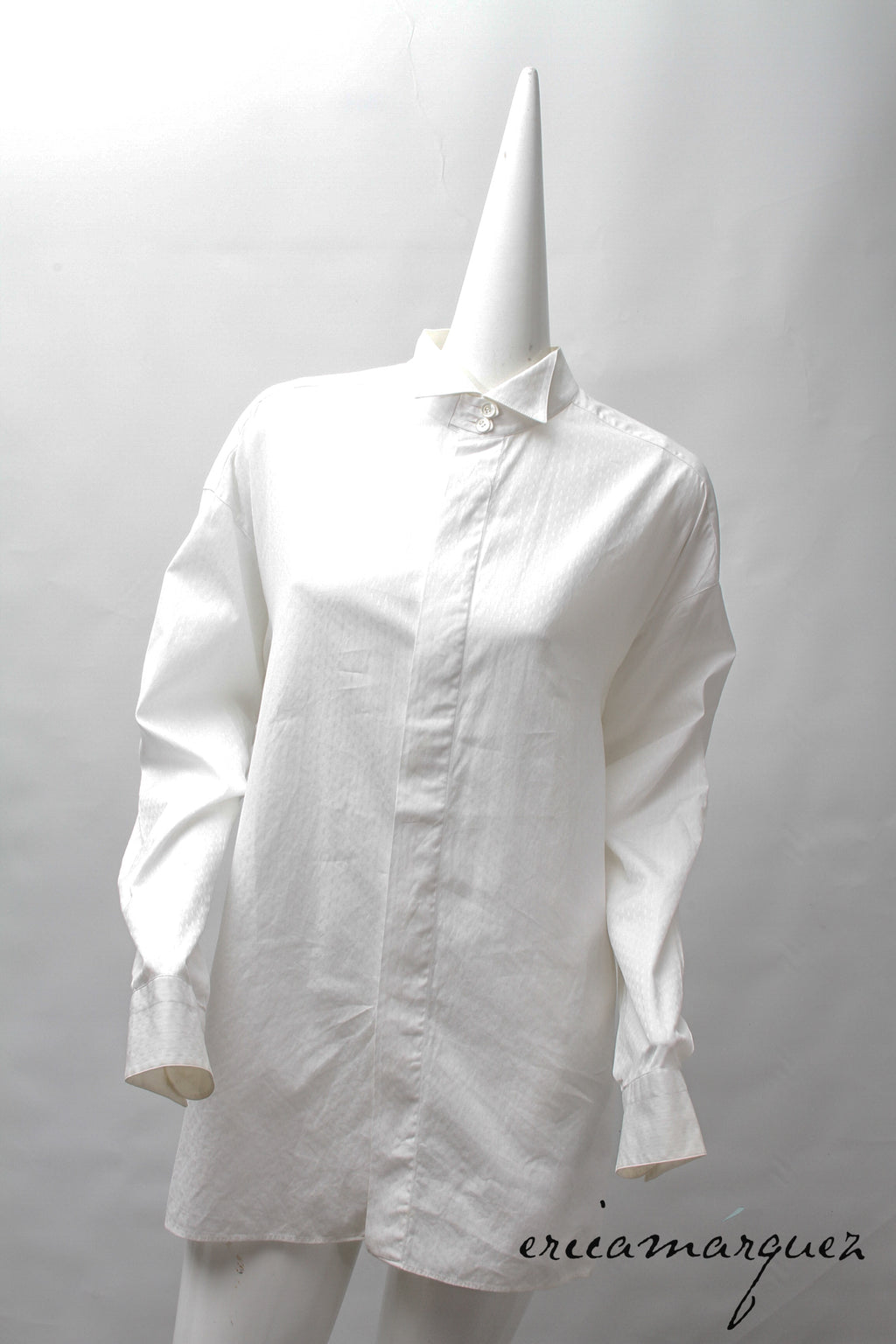 BYBLOS, Made In Italy, Mandarin Collar, Textured Design, Hidden Button, Long Sleeve Shirt