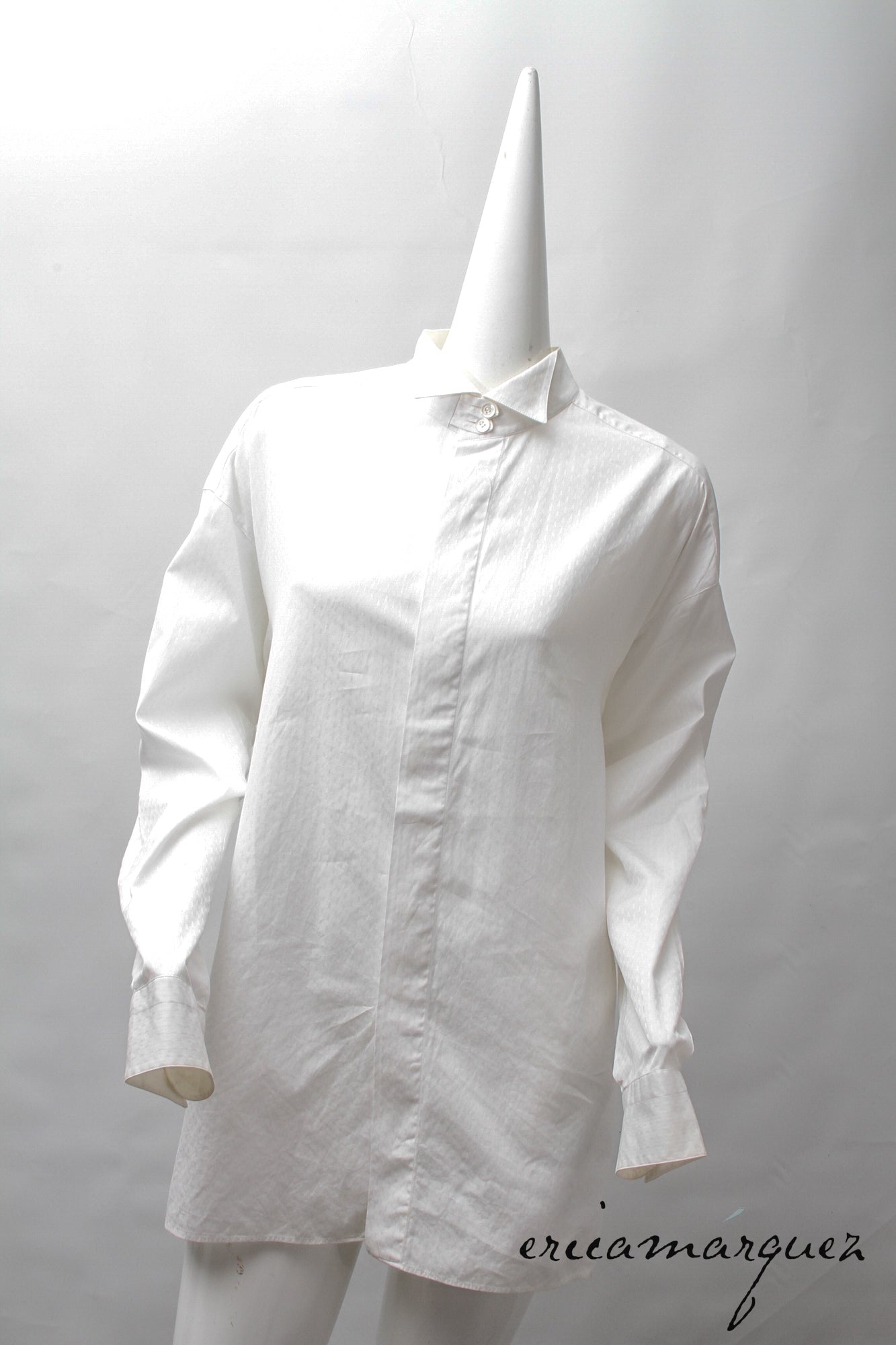 BYBLOS, Made In Italy, Mandarin Collar, Textured Design, Hidden Button, Long Sleeve Shirt