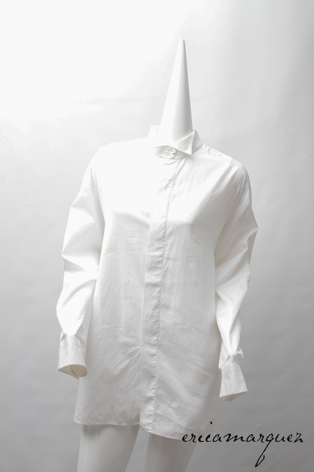 BYBLOS, Made In Italy, Mandarin Collar, Textured Design, Hidden Button, Long Sleeve Shirt