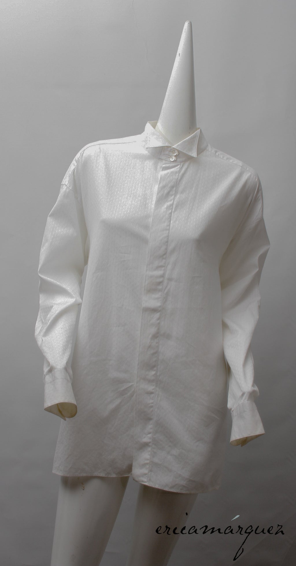 BYBLOS, Made In Italy, Mandarin Collar, Textured Design, Hidden Button, Long Sleeve Shirt