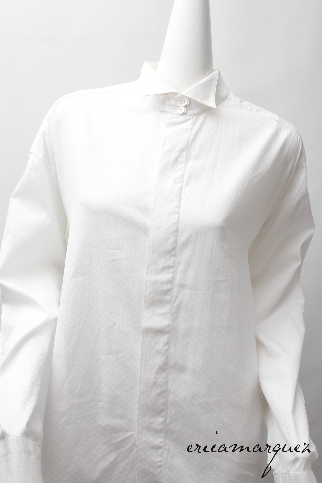 BYBLOS, Made In Italy, Mandarin Collar, Textured Design, Hidden Button, Long Sleeve Shirt