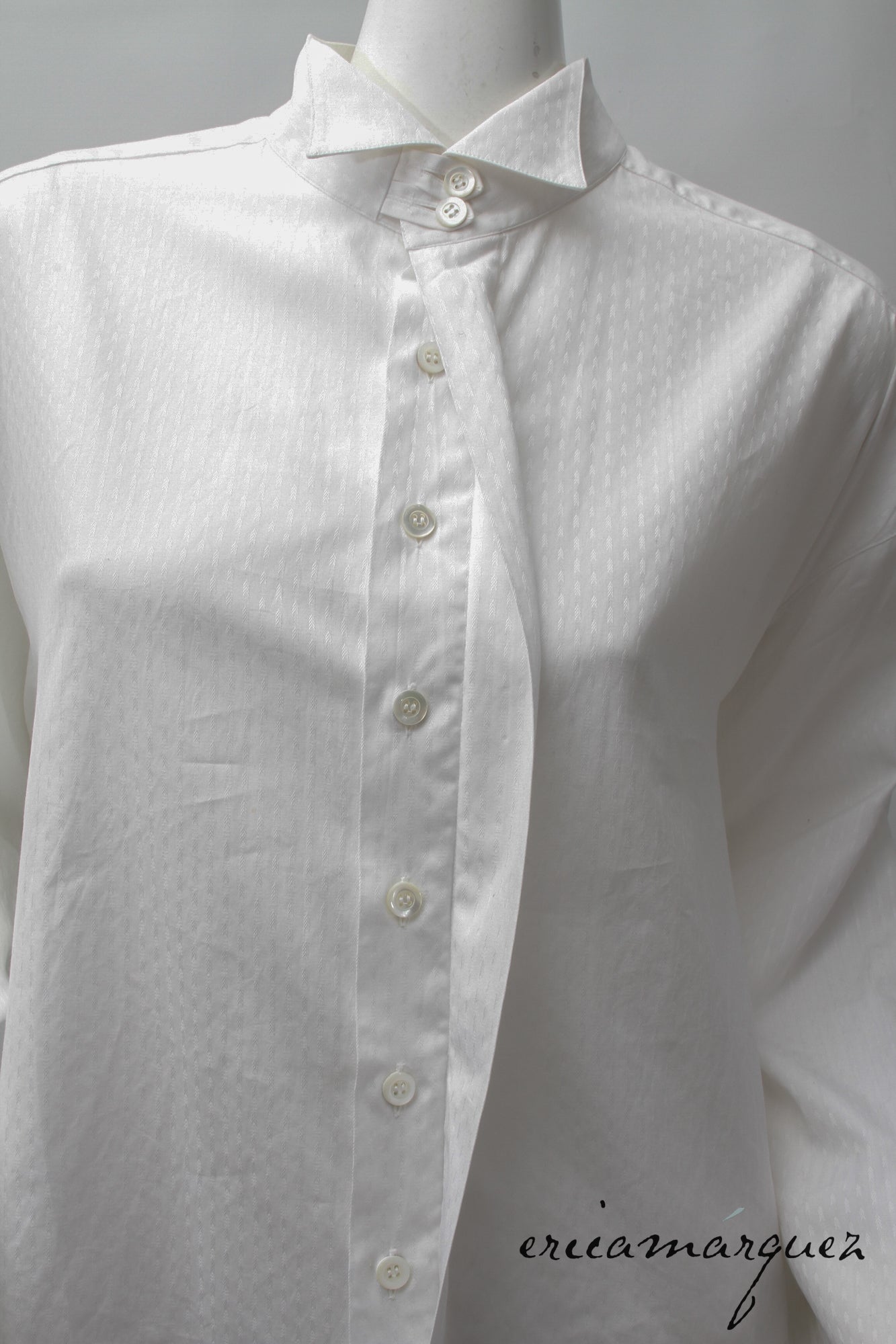 BYBLOS, Made In Italy, Mandarin Collar, Textured Design, Hidden Button, Long Sleeve Shirt