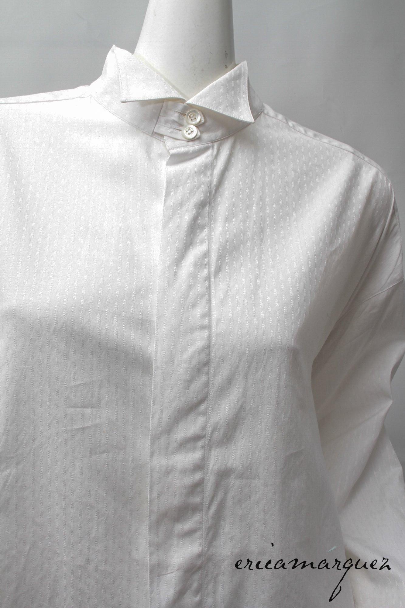 BYBLOS, Made In Italy, Mandarin Collar, Textured Design, Hidden Button, Long Sleeve Shirt