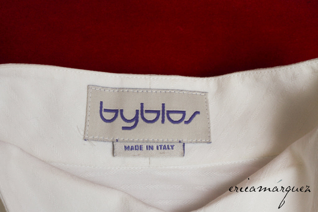 BYBLOS, Made In Italy, Mandarin Collar, Textured Design, Hidden Button, Long Sleeve Shirt