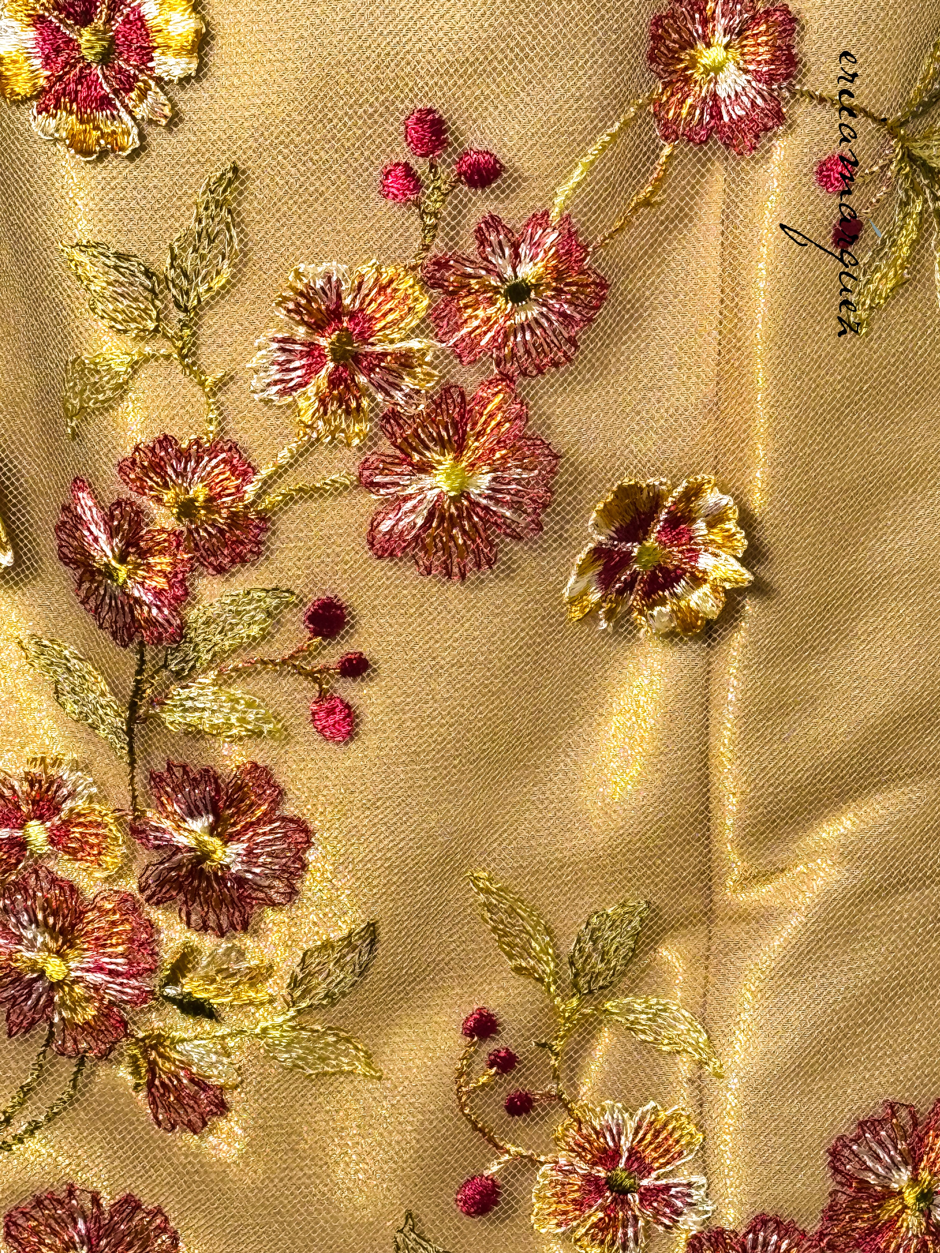 CHRISTIAN LACROIX Mariée Ensemble Gold Mesh Floral Overlay Bustier Pants Draper