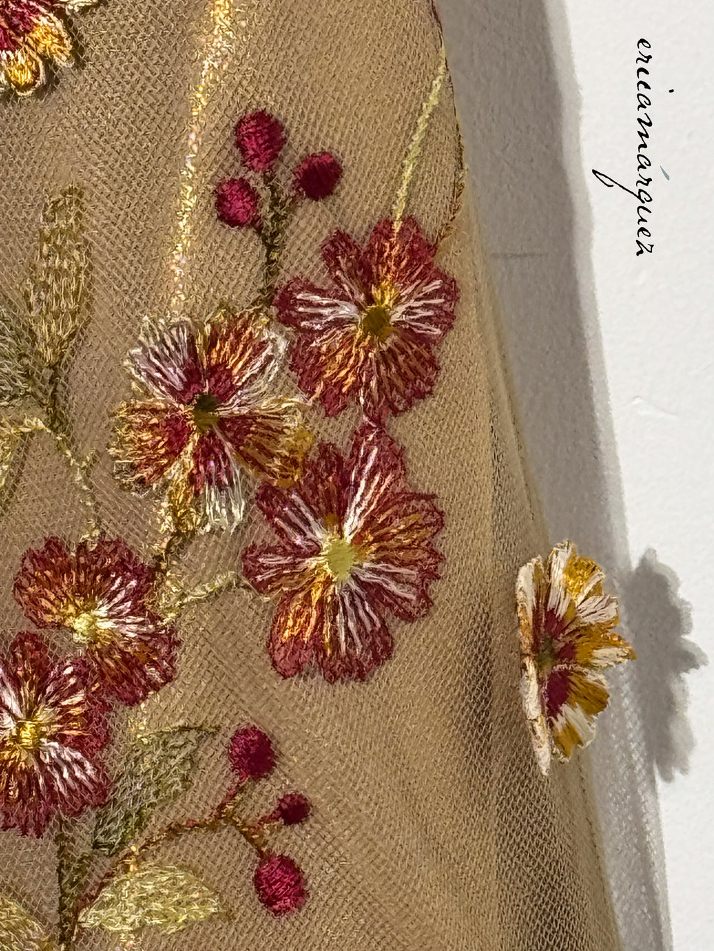 CHRISTIAN LACROIX Mariée Ensemble Gold Mesh Floral Overlay Bustier Pants Draper