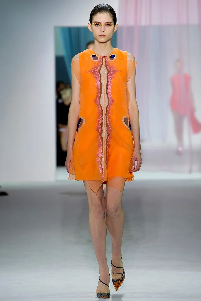 CHRISTIAN DIOR, Orange Silk Chiffon Cocktail Dress, S/S 2013