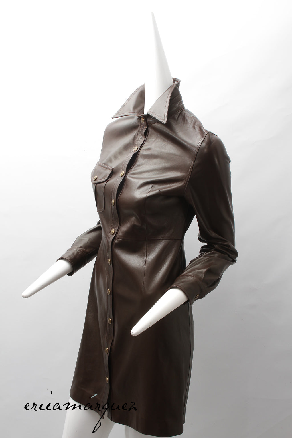 CHRISTIAN DIOR, Coat, Brown lambskin with Christian Dior Buttons