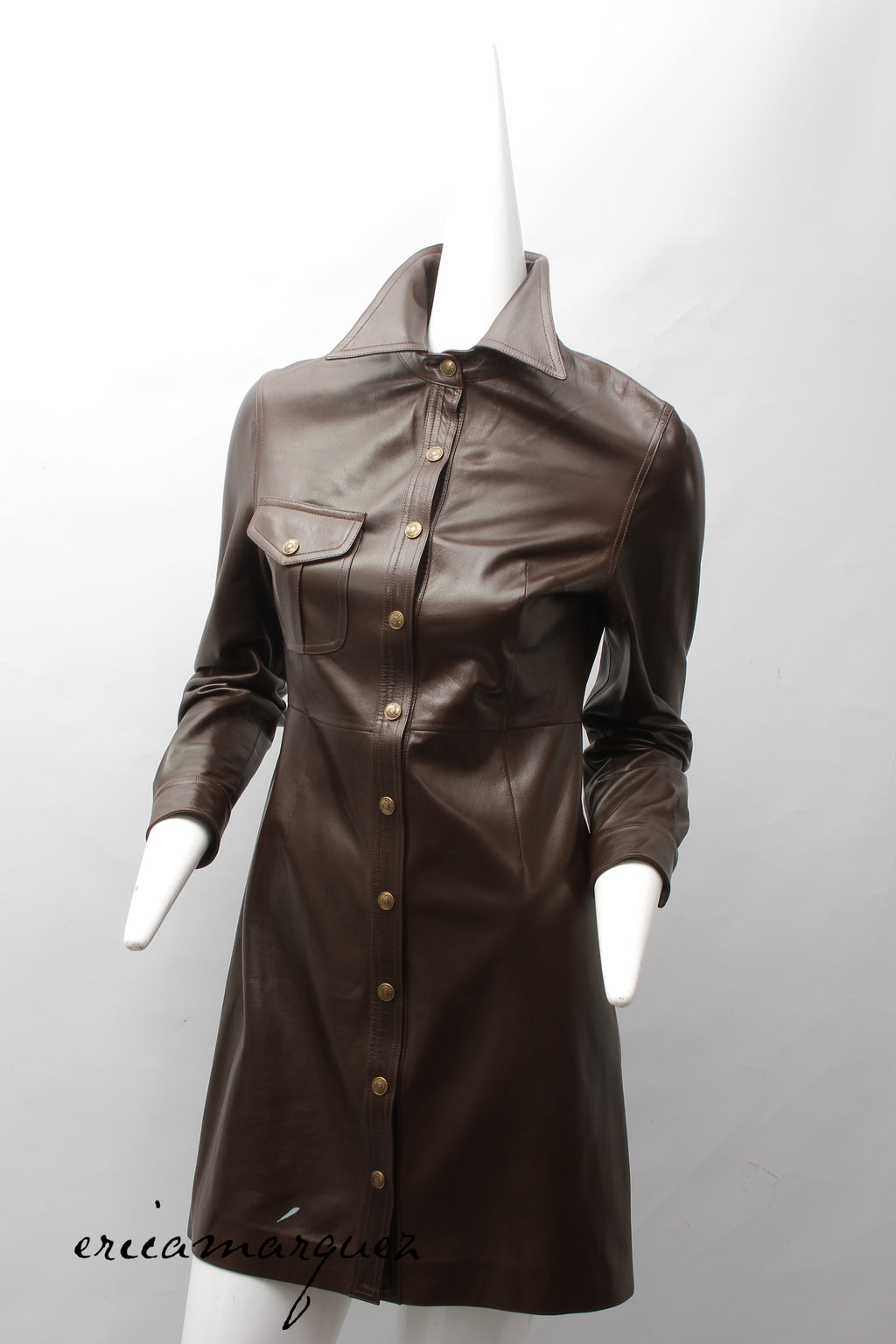 CHRISTIAN DIOR, Coat, Brown lambskin with Christian Dior Buttons