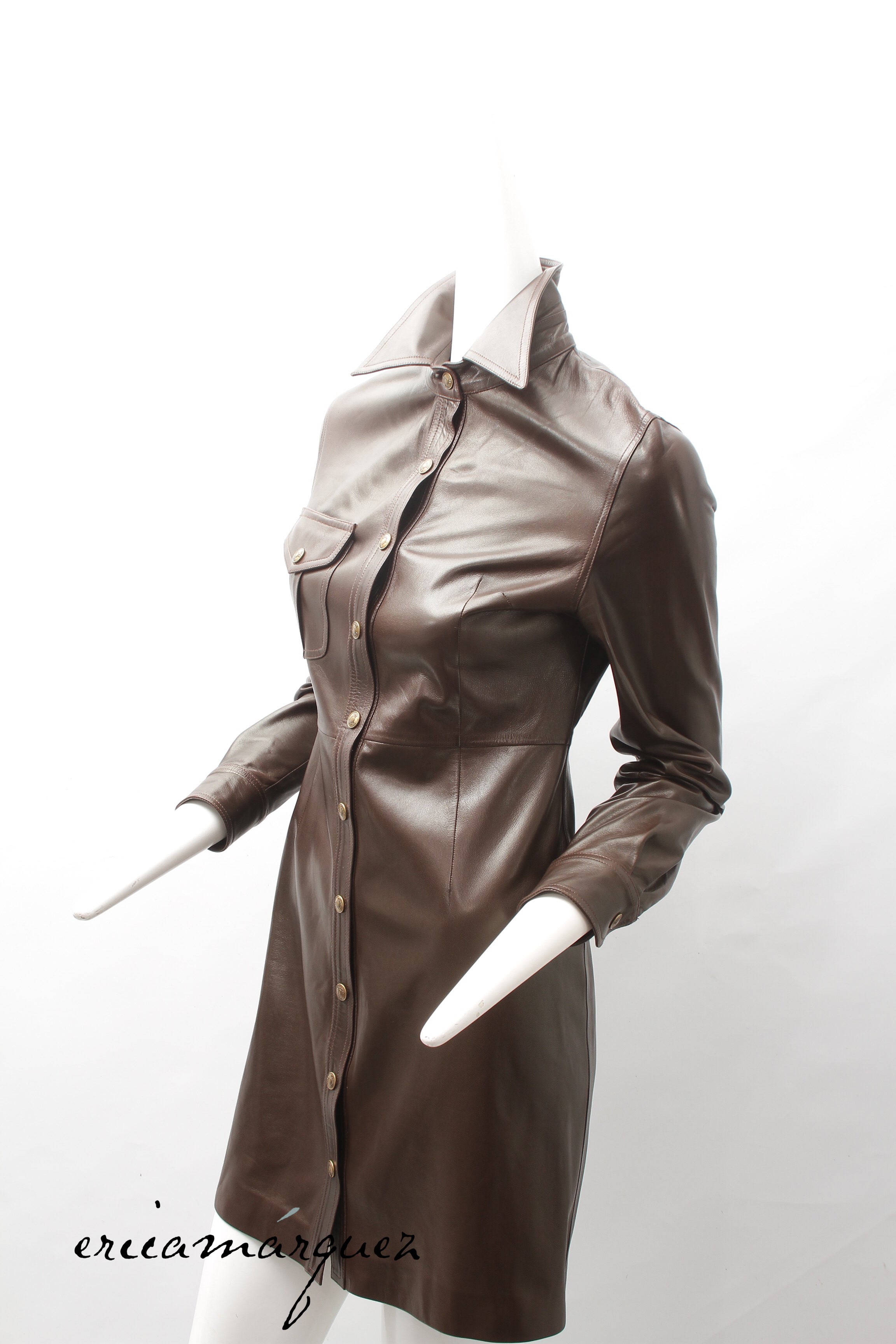 CHRISTIAN DIOR, Coat, Brown lambskin with Christian Dior Buttons