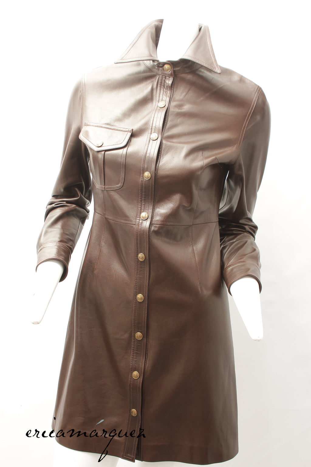 CHRISTIAN DIOR, Coat, Brown lambskin with Christian Dior Buttons