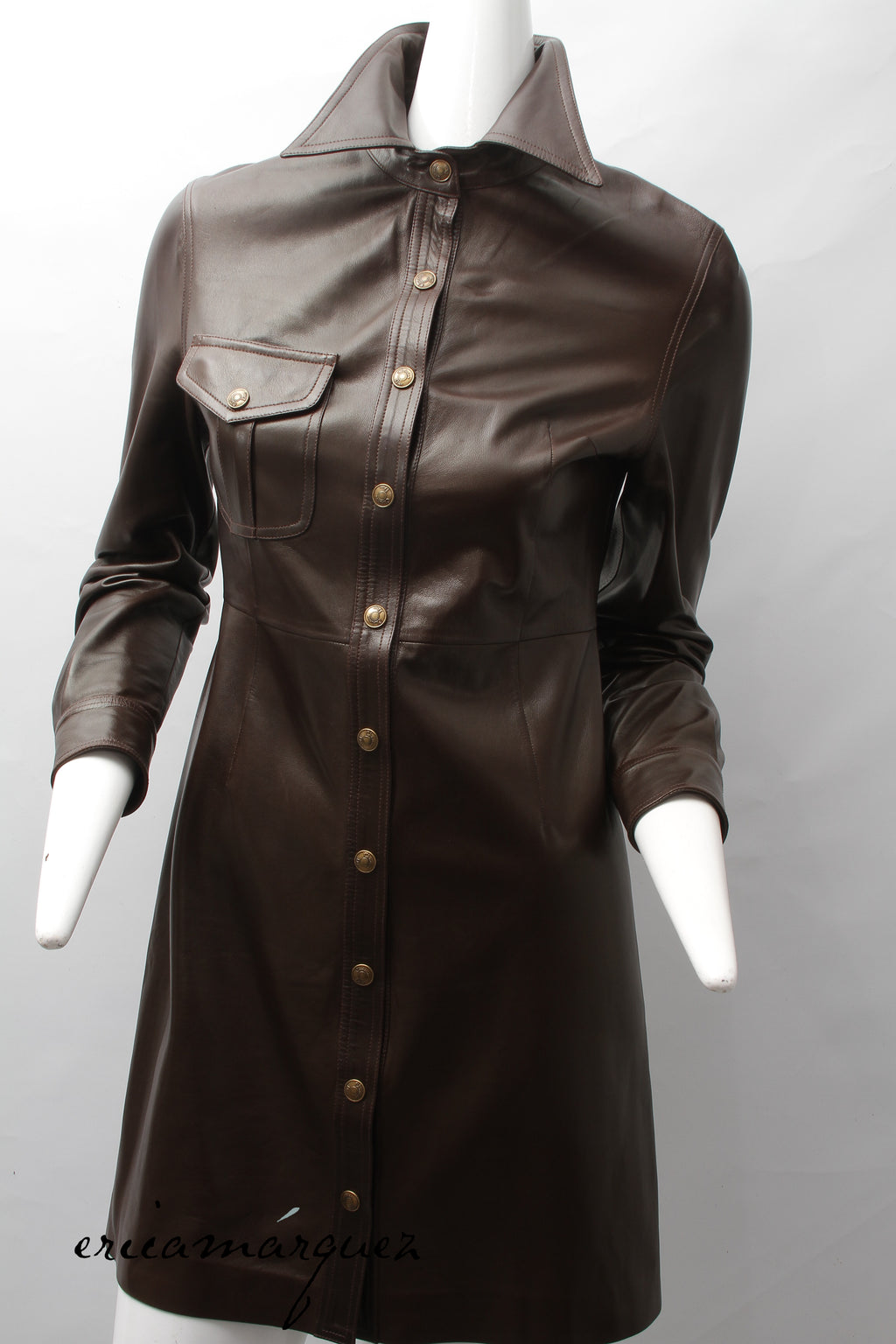 CHRISTIAN DIOR, Coat, Brown lambskin with Christian Dior Buttons