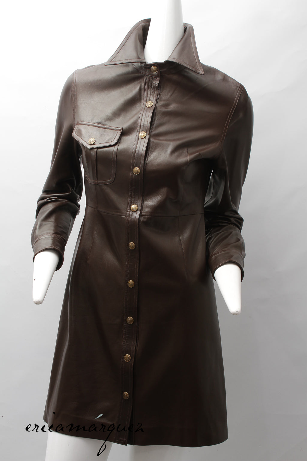 CHRISTIAN DIOR, Coat, Brown lambskin with Christian Dior Buttons