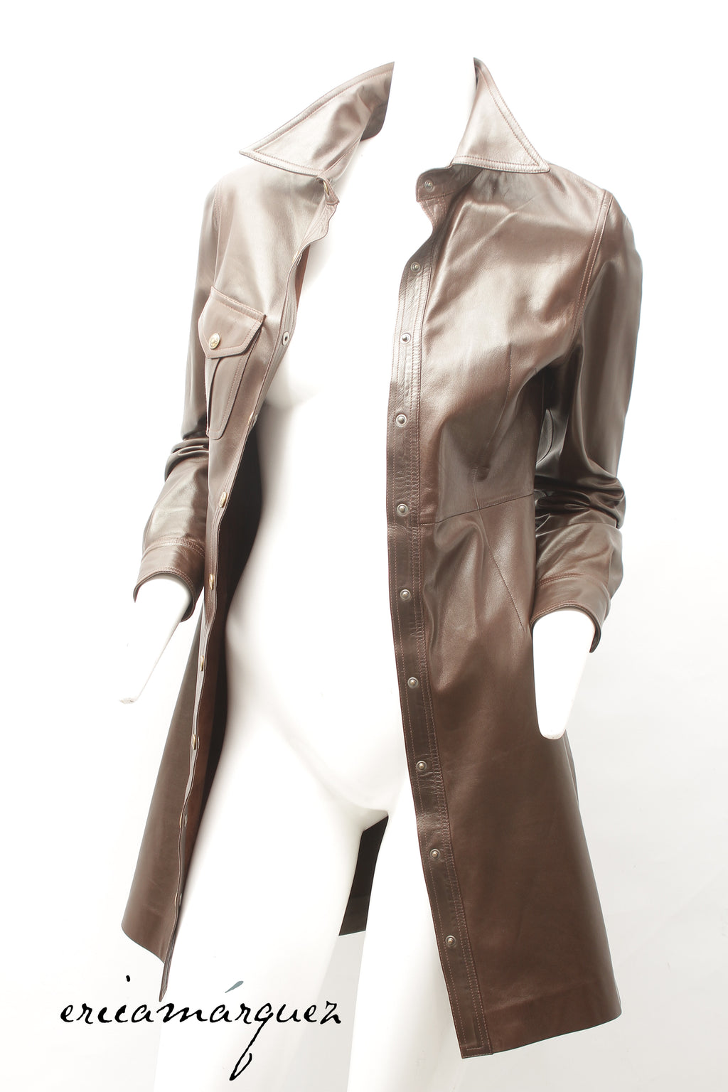 CHRISTIAN DIOR, Coat, Brown lambskin with Christian Dior Buttons