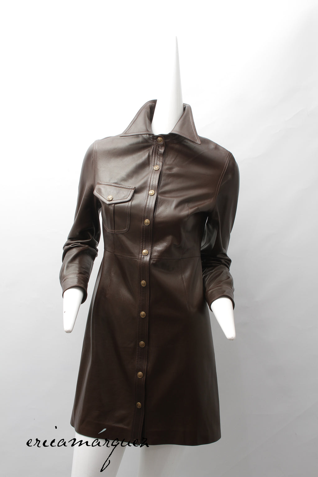 CHRISTIAN DIOR, Coat, Brown lambskin with Christian Dior Buttons