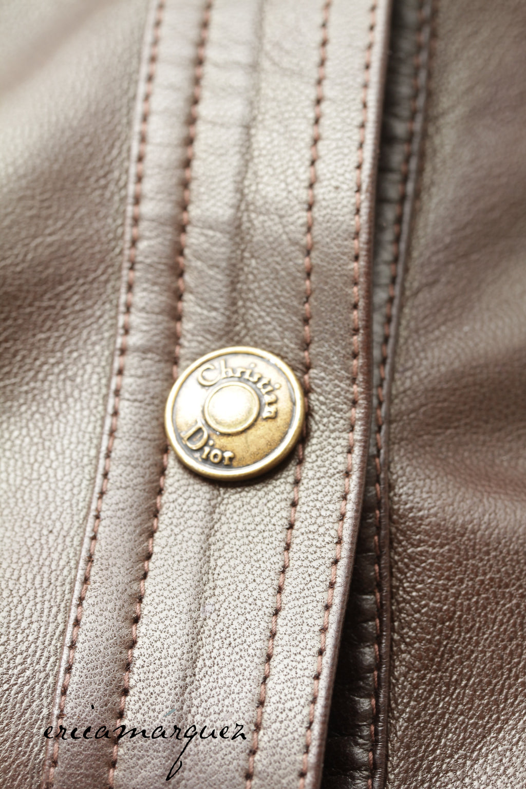 CHRISTIAN DIOR, Coat, Brown lambskin with Christian Dior Buttons
