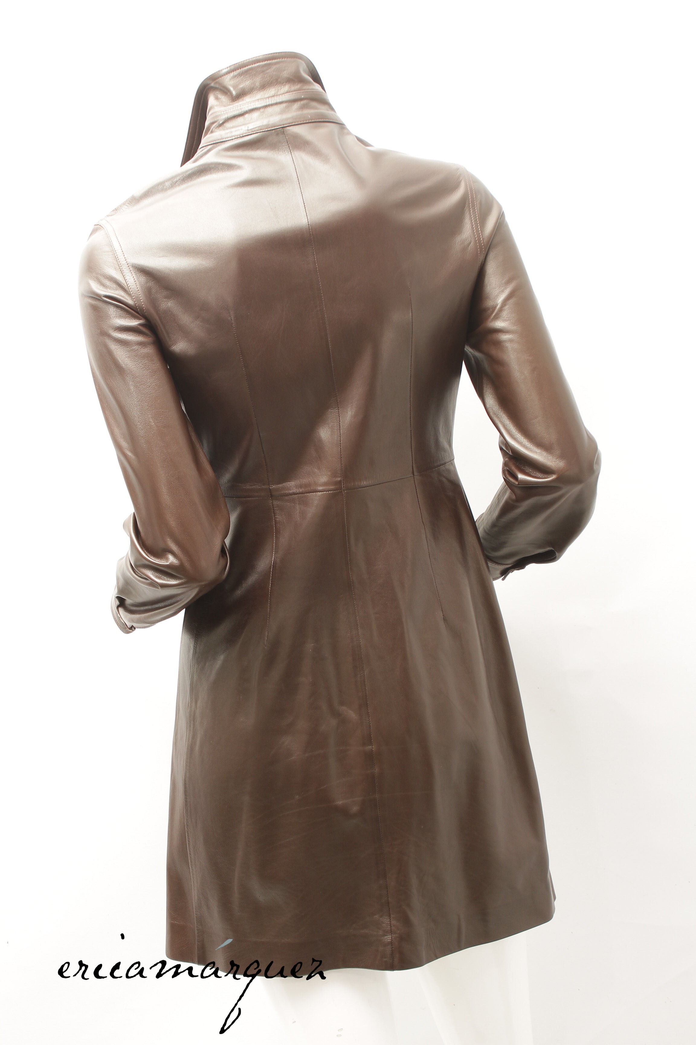 CHRISTIAN DIOR, Coat, Brown lambskin with Christian Dior Buttons