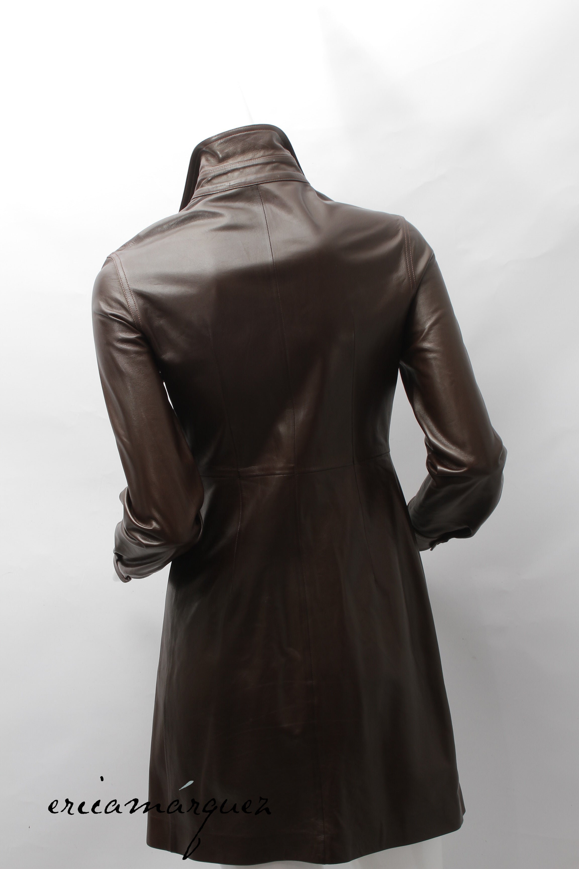 CHRISTIAN DIOR, Coat, Brown lambskin with Christian Dior Buttons