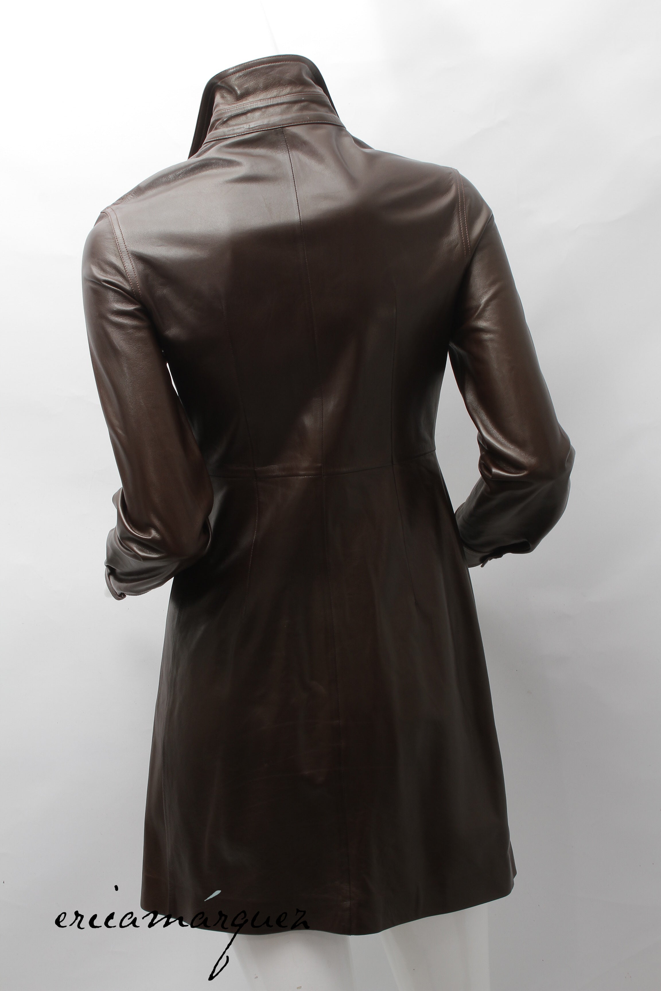 CHRISTIAN DIOR, Coat, Brown lambskin with Christian Dior Buttons