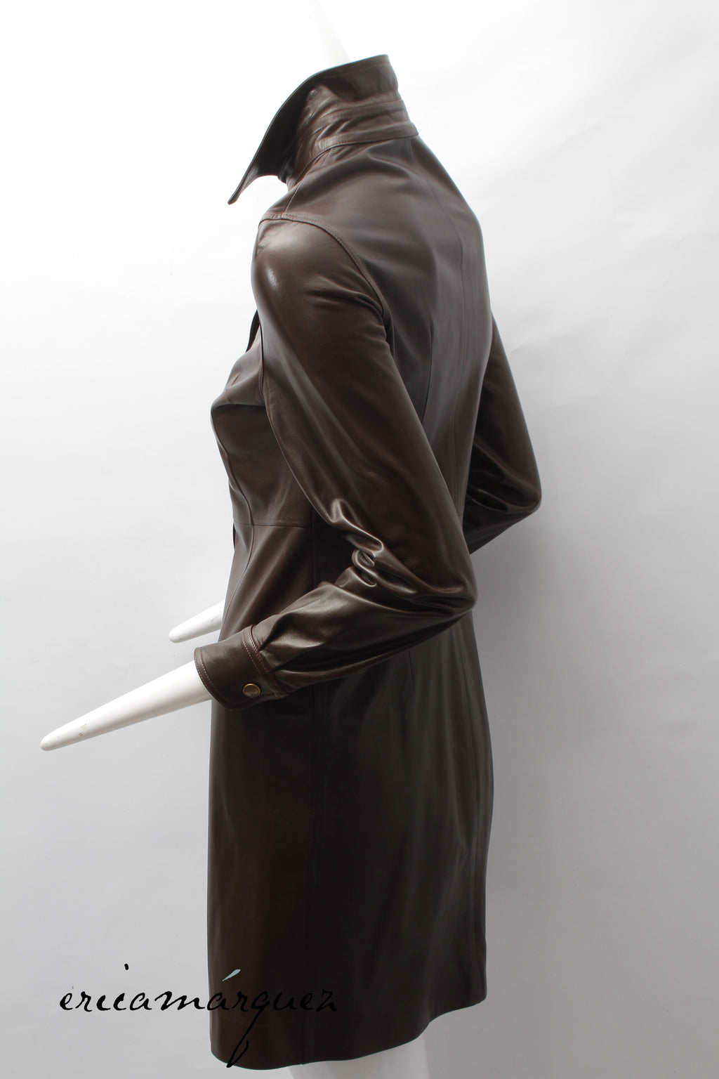 CHRISTIAN DIOR, Coat, Brown lambskin with Christian Dior Buttons