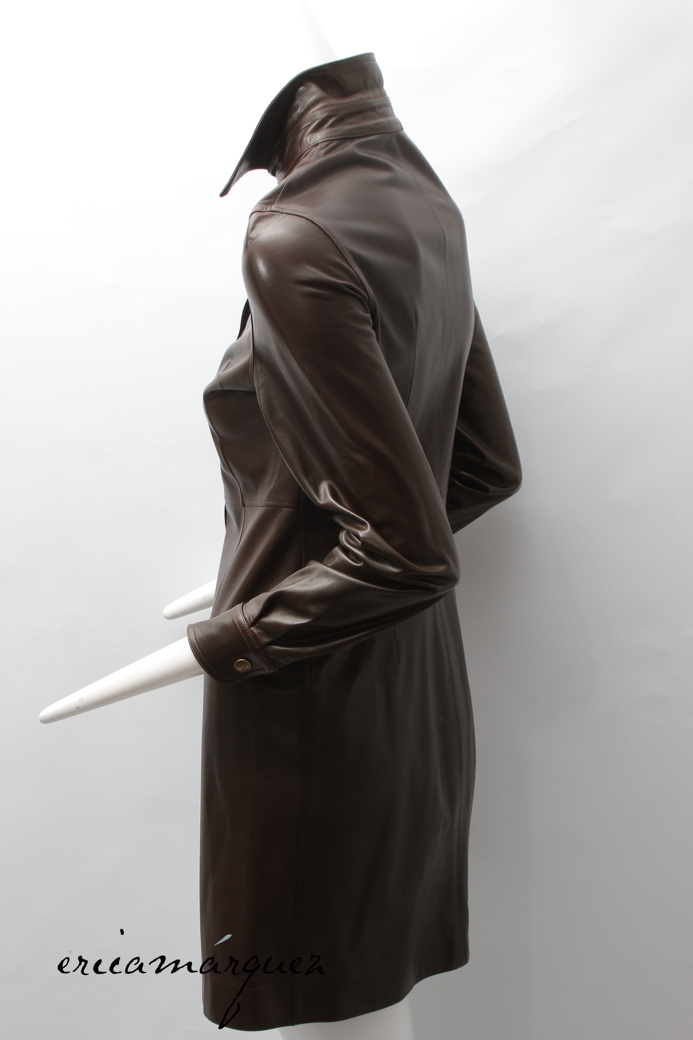 CHRISTIAN DIOR, Coat, Brown lambskin with Christian Dior Buttons