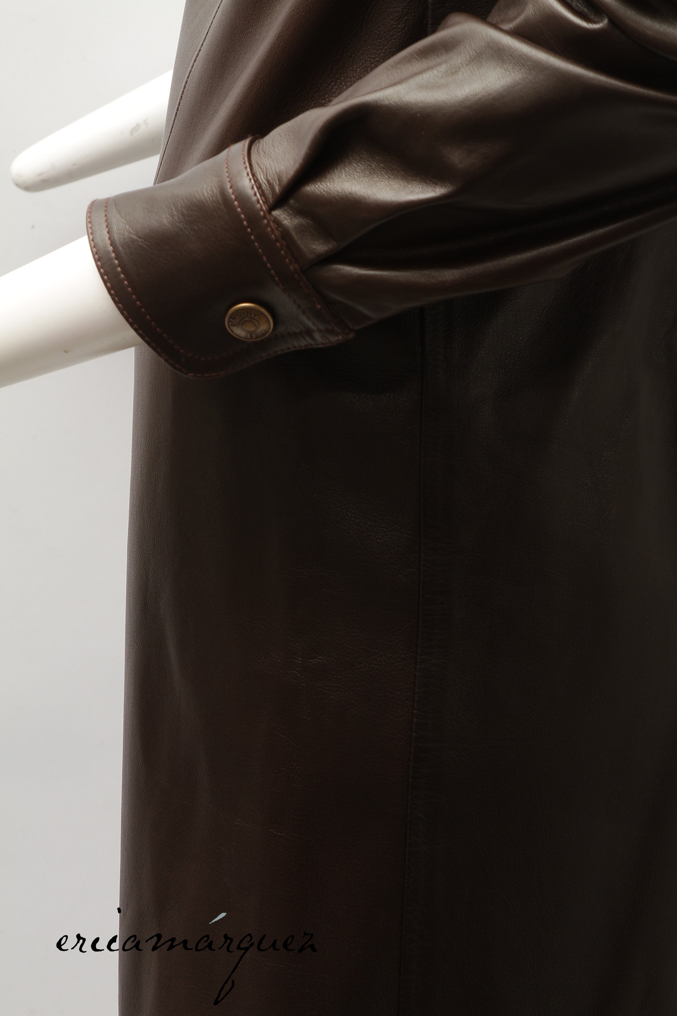 CHRISTIAN DIOR, Coat, Brown lambskin with Christian Dior Buttons