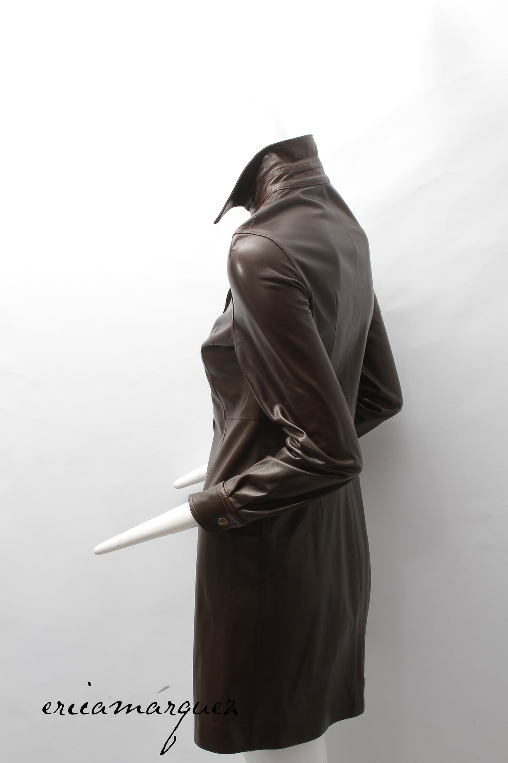 CHRISTIAN DIOR, Coat, Brown lambskin with Christian Dior Buttons