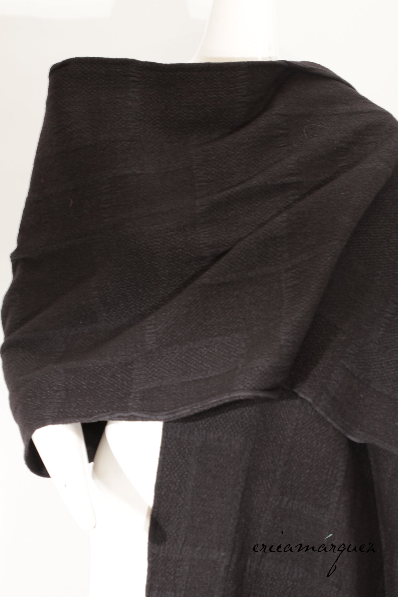 COMME DES GARCONS, Wool Blend Aya-Ori Weave Black Oversize Scarf