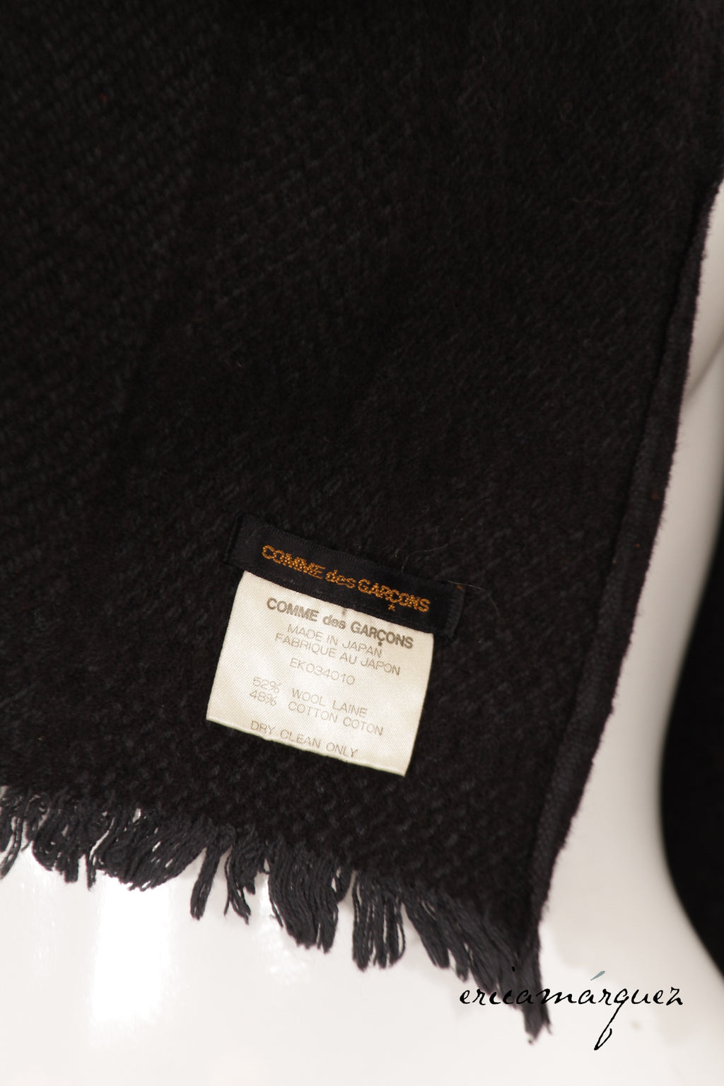 COMME DES GARCONS, Wool Blend Aya-Ori Weave Black Oversize Scarf
