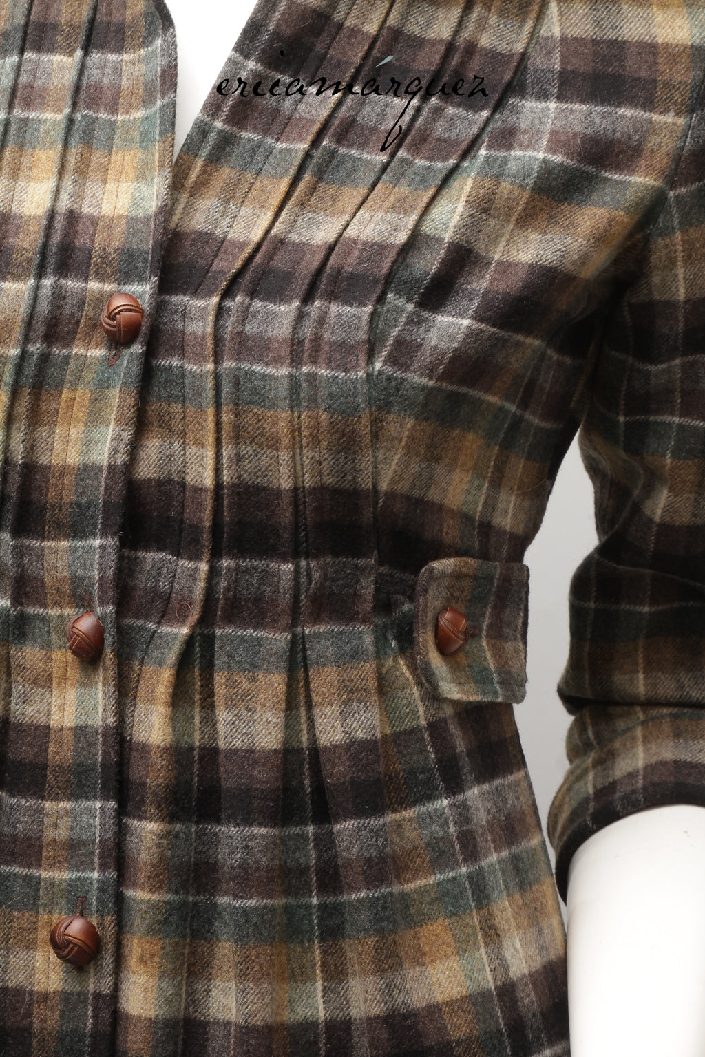 DIANE VAN FURSTENBERG, Midi Dress, Wool and Brown Checkered Pattern