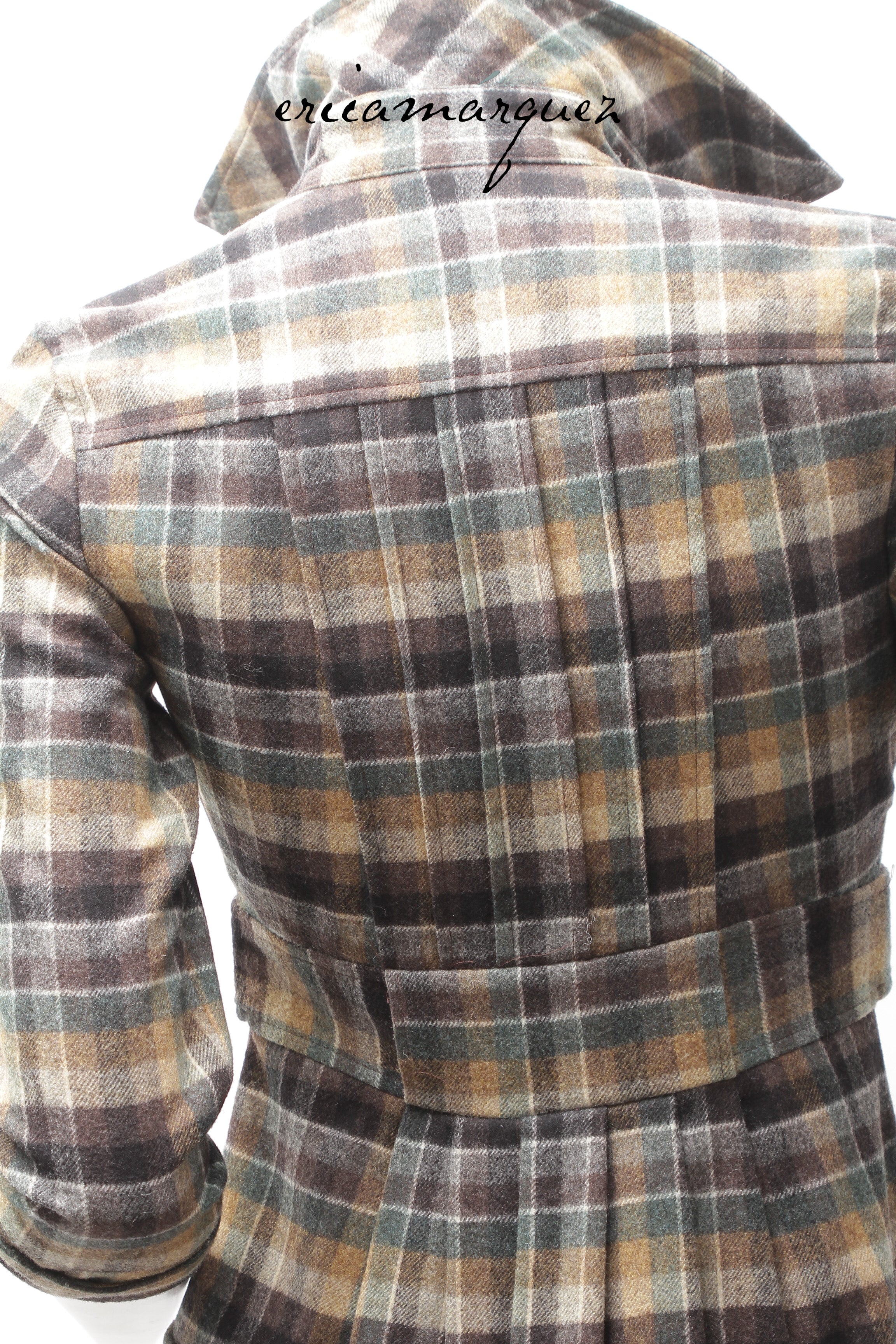 DIANE VAN FURSTENBERG, Midi Dress, Wool and Brown Checkered Pattern