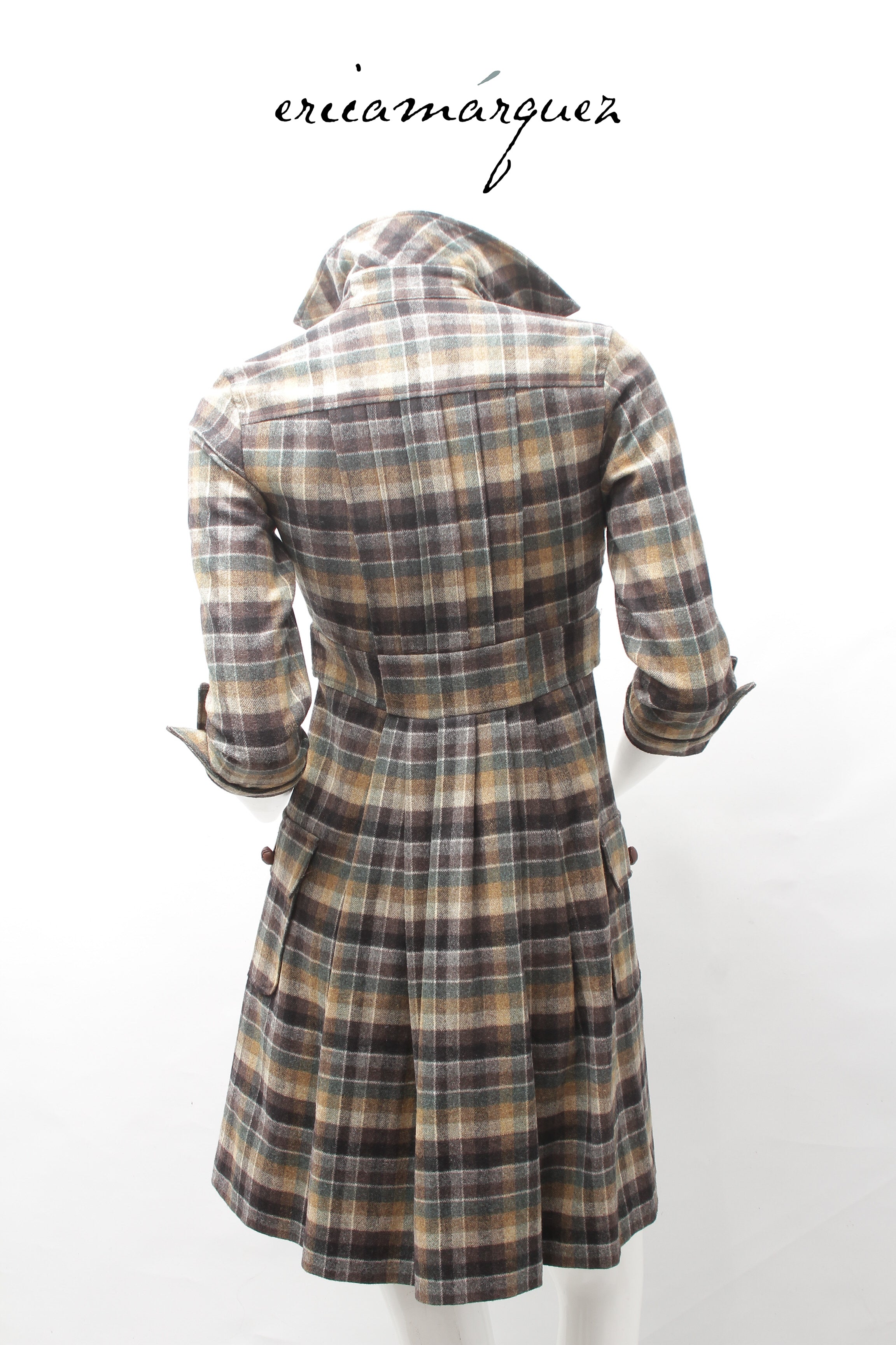 DIANE VAN FURSTENBERG, Midi Dress, Wool and Brown Checkered Pattern