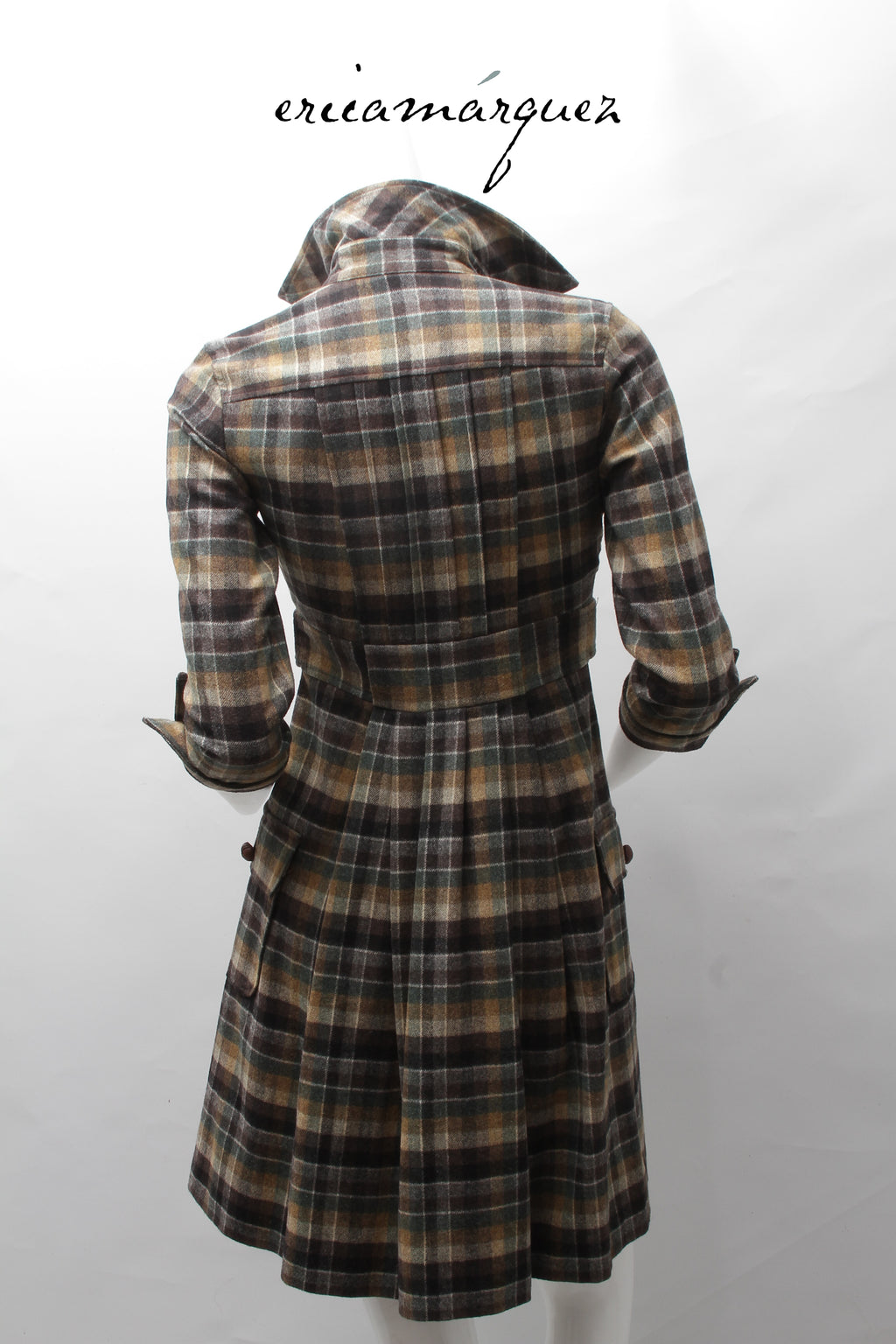 DIANE VAN FURSTENBERG, Midi Dress, Wool and Brown Checkered Pattern