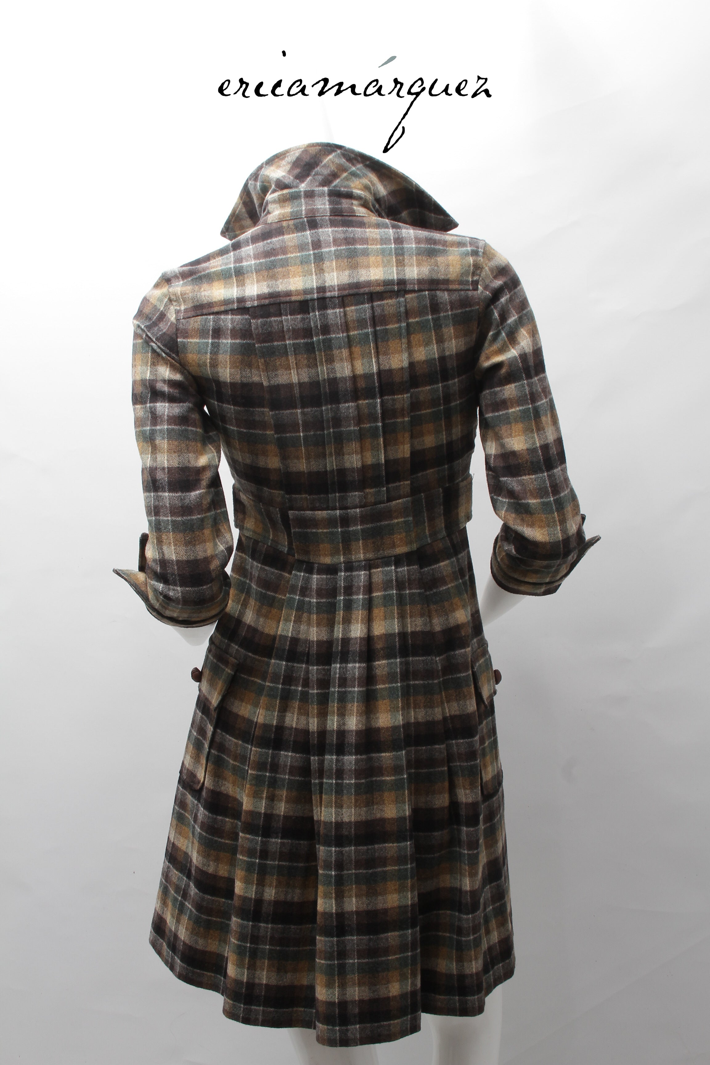 DIANE VAN FURSTENBERG, Midi Dress, Wool and Brown Checkered Pattern