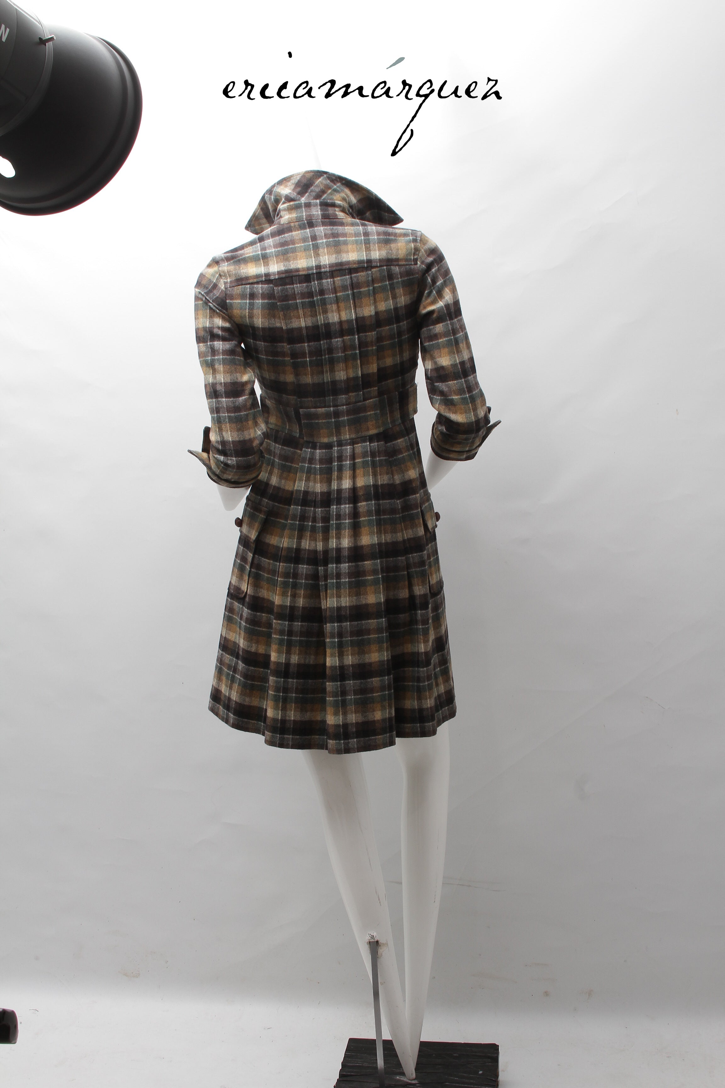 DIANE VAN FURSTENBERG, Midi Dress, Wool and Brown Checkered Pattern