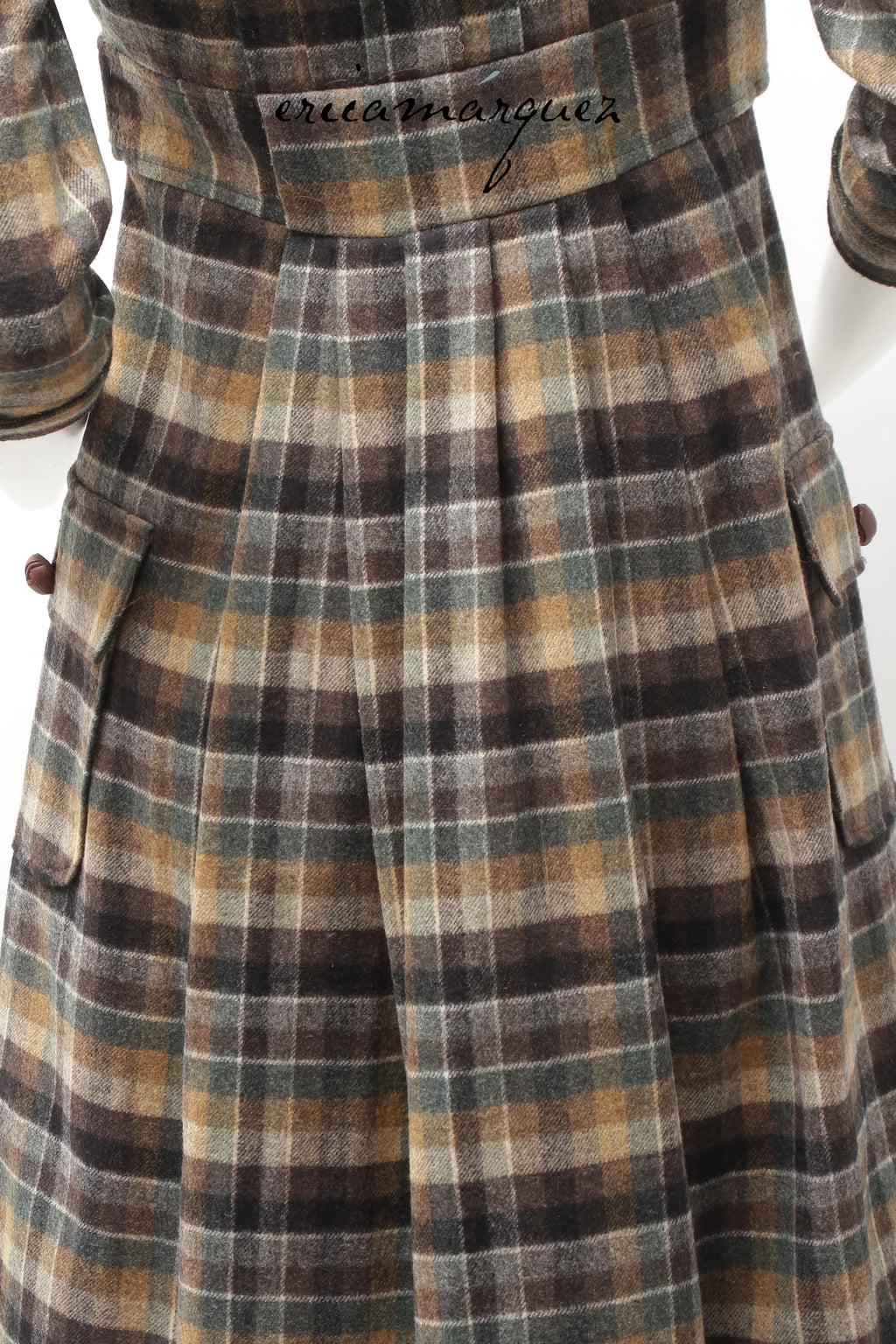 DIANE VAN FURSTENBERG, Midi Dress, Wool and Brown Checkered Pattern