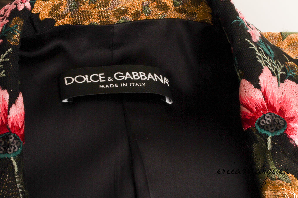DOLCE & GABBANA, Double-Breasted Turlington Floral Metallic Lamé Jacquard Jacket