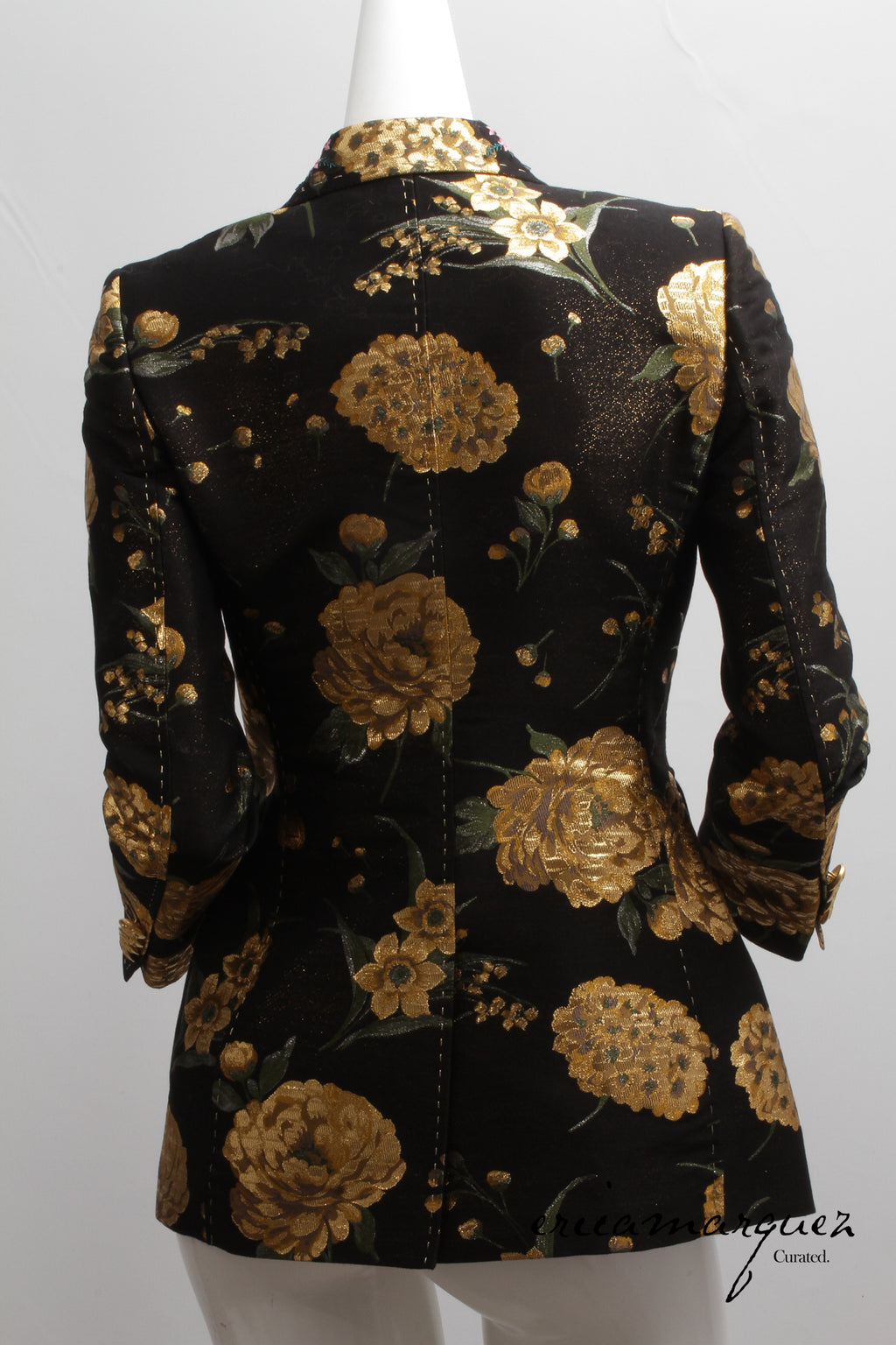 DOLCE & GABBANA, Double-Breasted Turlington Floral Metallic Lamé Jacquard Jacket