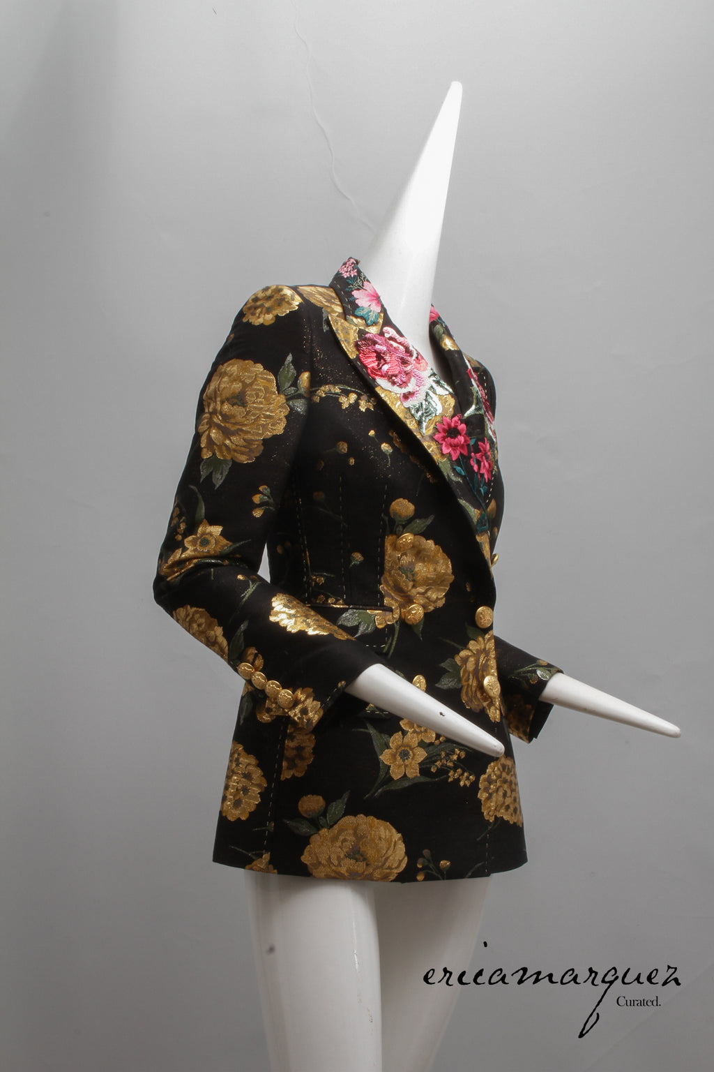 DOLCE & GABBANA, Double-Breasted Turlington Floral Metallic Lamé Jacquard Jacket