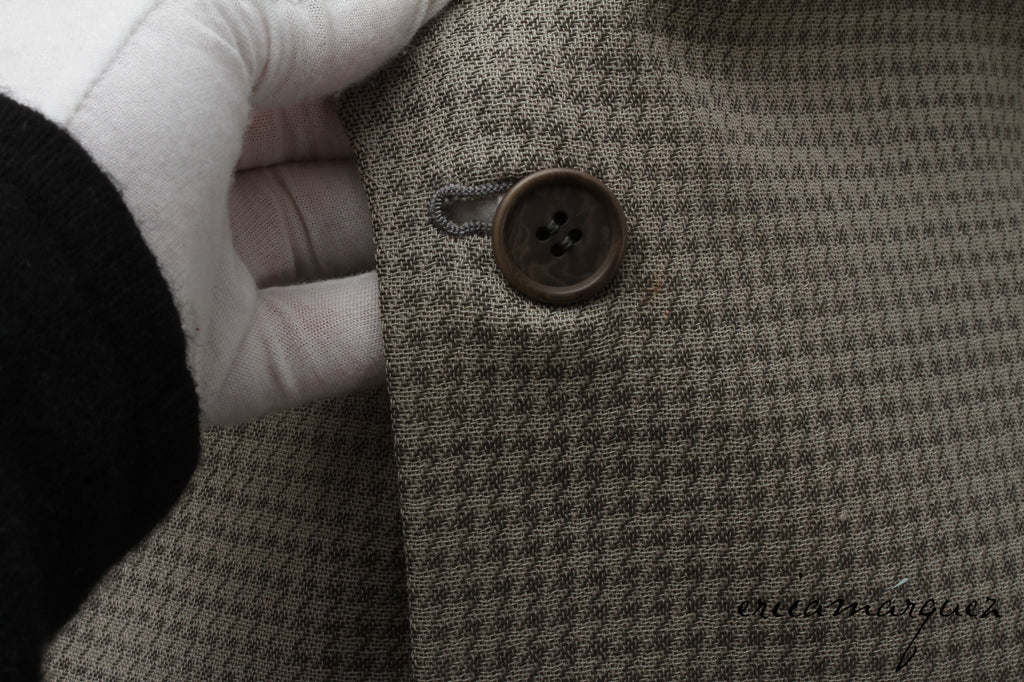 GIORGIO ARMANI, Taupe Houndstooth Three-Button Blazer