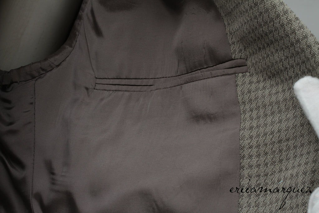 GIORGIO ARMANI, Taupe Houndstooth Three-Button Blazer