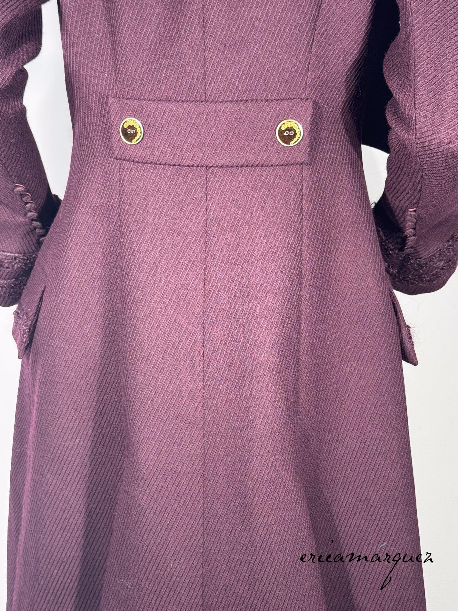 JOHN GALLIANO, Plum, Wool Blend, One Button Closure, Oversize Collar, Coat, 1998