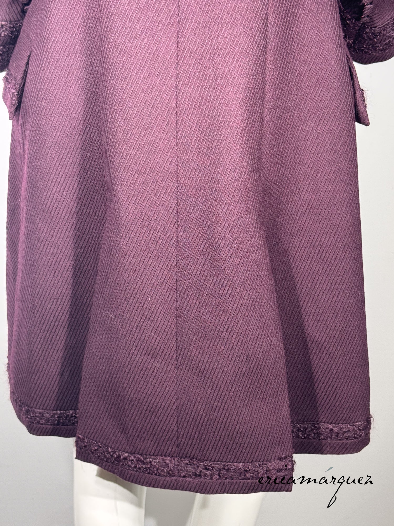JOHN GALLIANO, Plum, Wool Blend, One Button Closure, Oversize Collar, Coat, 1998