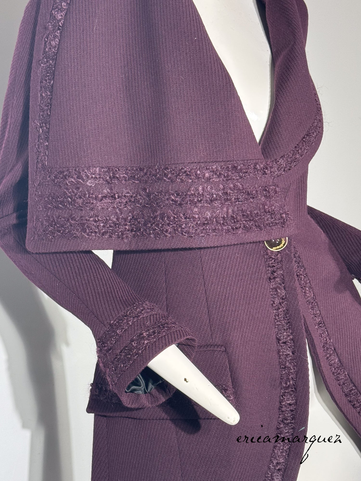 JOHN GALLIANO, Plum, Wool Blend, One Button Closure, Oversize Collar, Coat, 1998