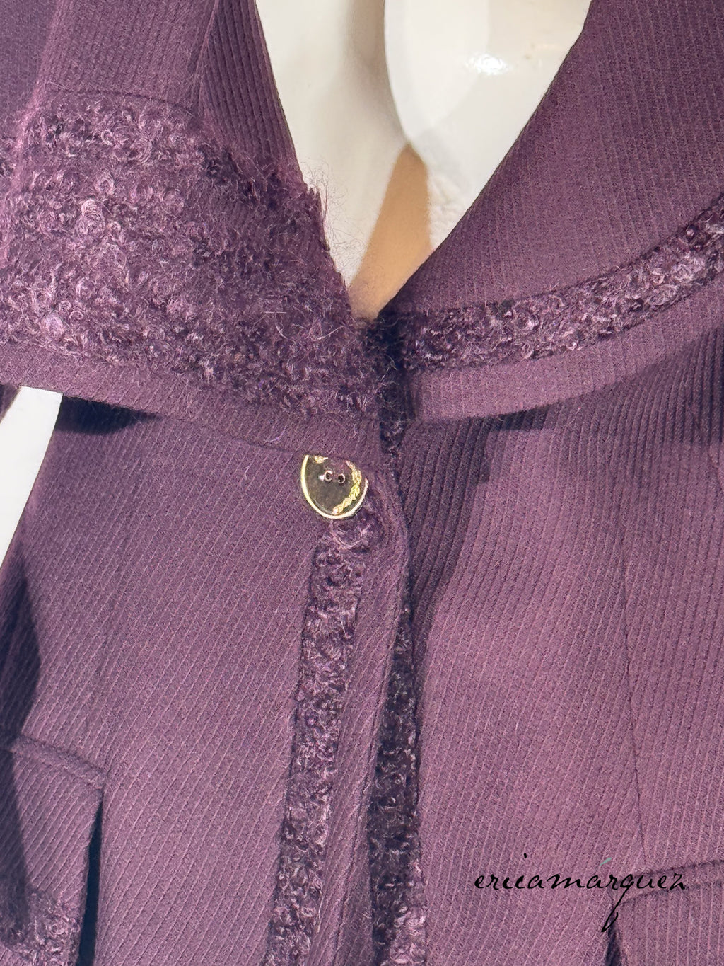 JOHN GALLIANO, Plum, Wool Blend, One Button Closure, Oversize Collar, Coat, 1998