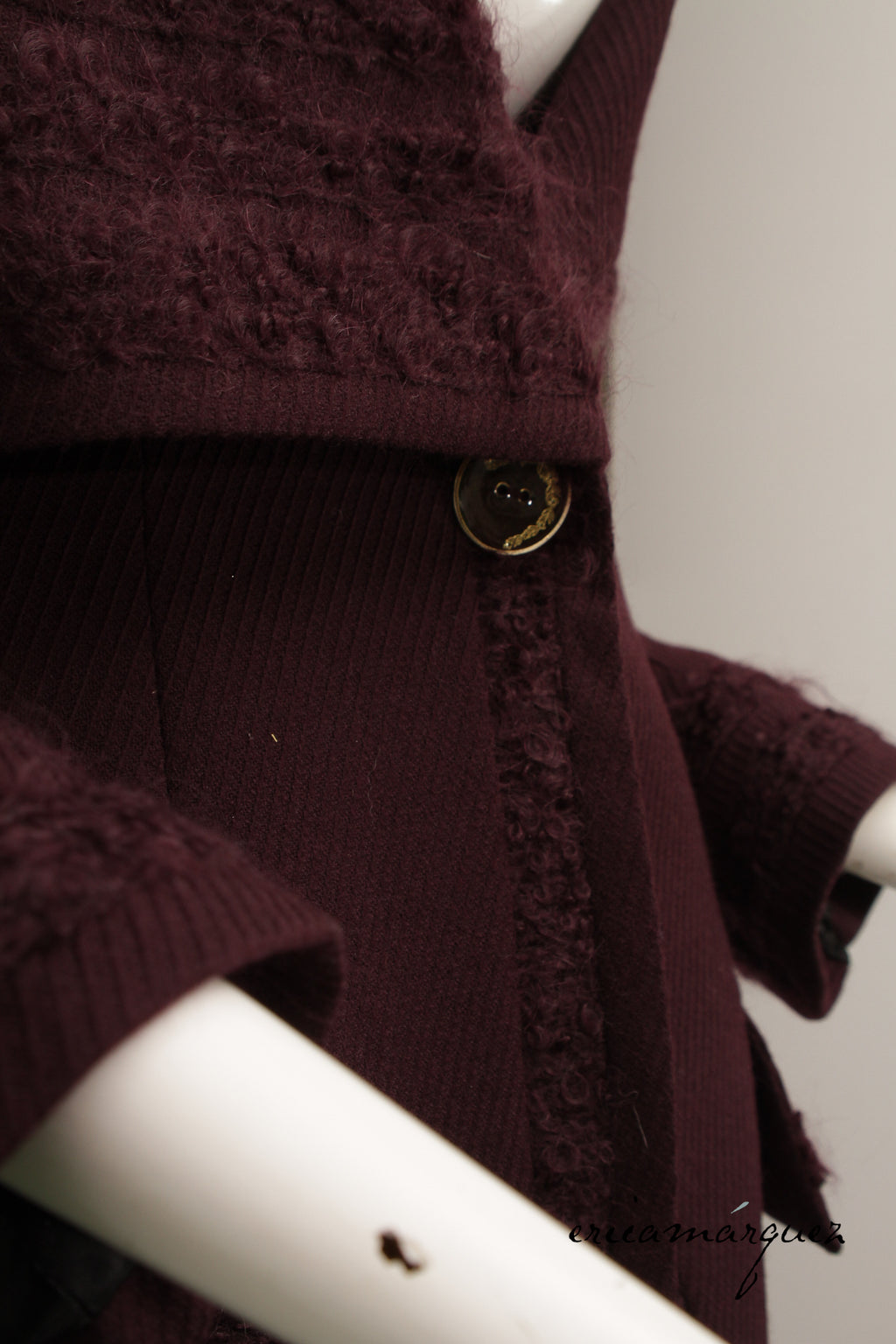 JOHN GALLIANO, Plum, Wool Blend, One Button Closure, Oversize Collar, Coat, 1998