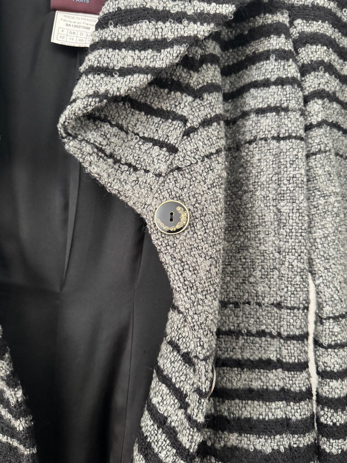 JOHN GALLIANO, Black and grey stripe mohair wool dovetail three-button jacket